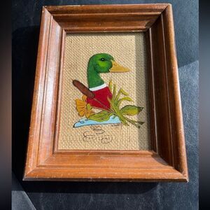 RARE Find Vintage reversed glass duck painting